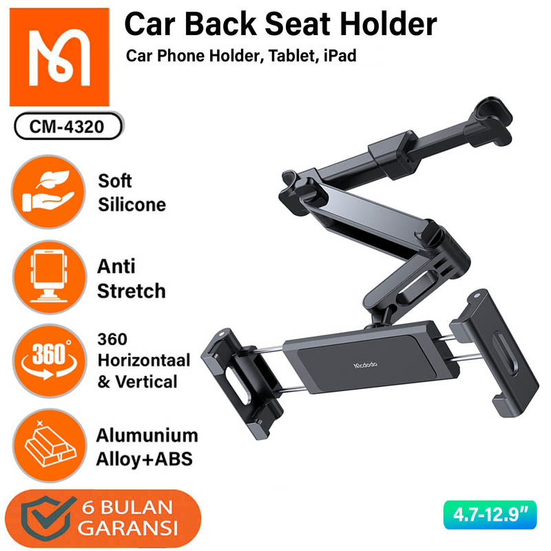 Mcdodo CM 4320 Headrest Car Phone Holder - for Tab Tablet & iPhone & Android -  Support Sandaran HP 