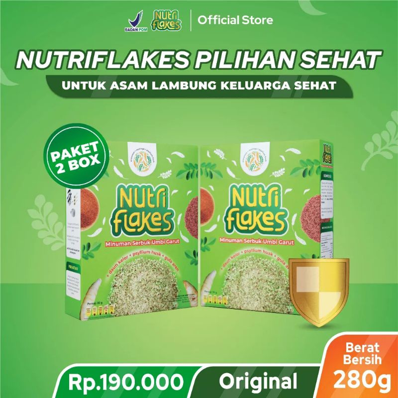 

PAKET 2 BOX NUTRIFLAKES SEREAL SEHAT UMBI GARUT AMPUH MENGATASI ASAM LAMBUNG KRONIS SUDAH LEGAL & BPOM RESMI