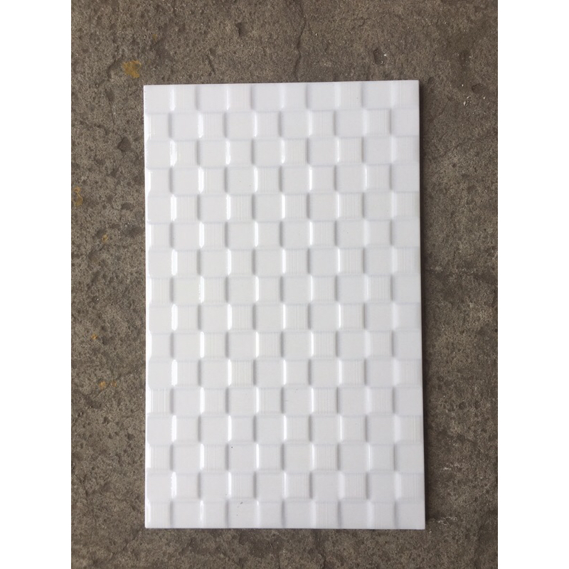 keramik 25x40 dinding putih white timbul 3d dimensi glossy kilap kotak dapur wc toilet dinding tembo
