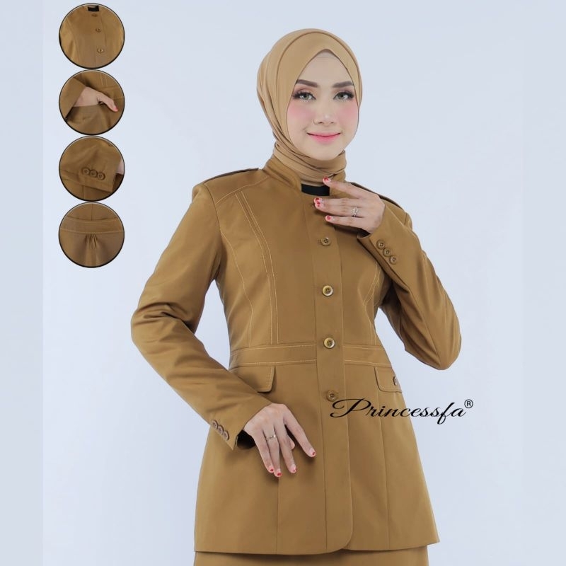 Seragam princessfa Setelan rok A Baju Dinas Pns Pemda Khaki Tua Baju Asn Khaki