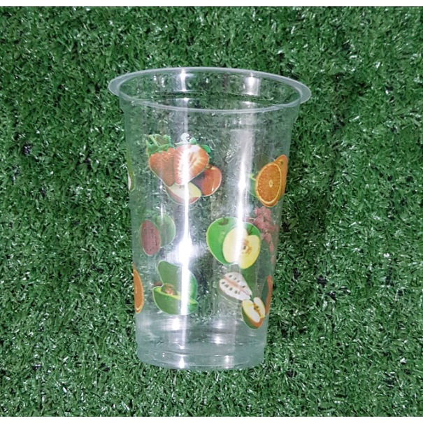 Gelas Plastik Cup PP Starindo 16 oz datar motif buah