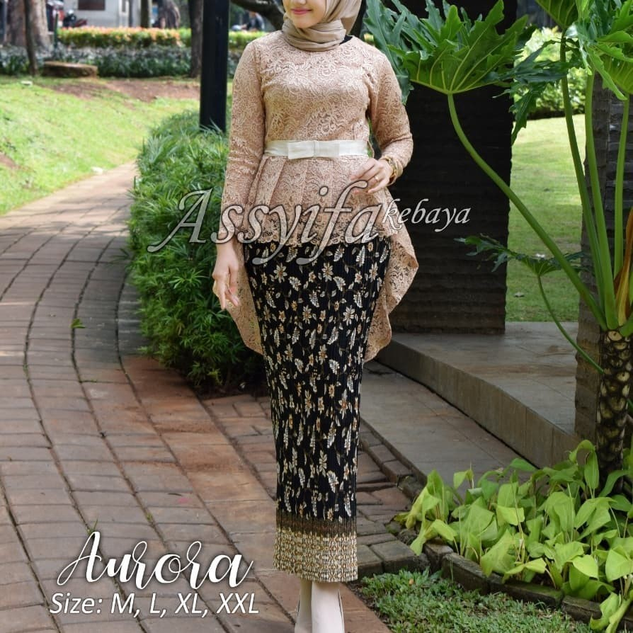 COD.SETELAN KEBAYA AURORA BROKAT TULLE/ATASAN KEBAYA/KEBAYA WISUDA/KEBAYA PESTA/SETELAN KEBAYA 5 PIL