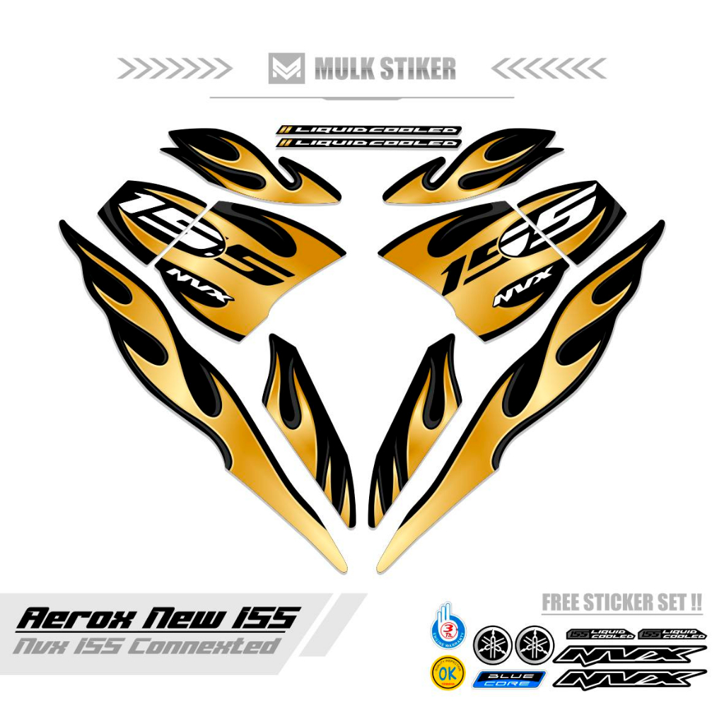 STRIPING AEROX 155 NEW CONNECTED MOTIF 31 / COMBO COLOR / DASAR HITAM / STIKER AEROX 155 CONNECTED /
