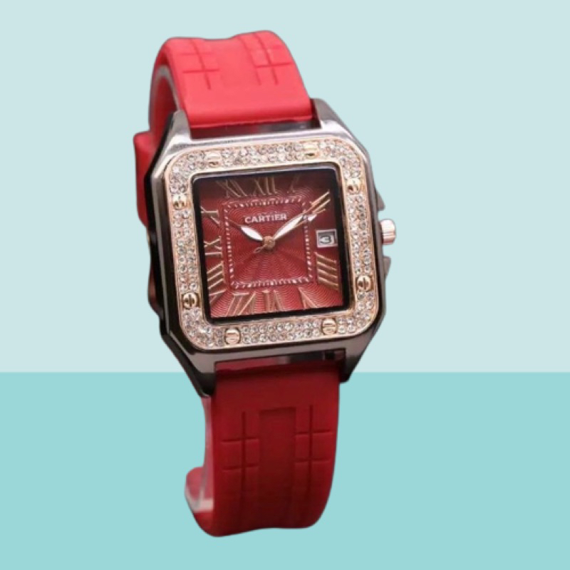 Jam Tangan Quartz Wanita Cartier Watch LJ1790CA Strap Rubber
