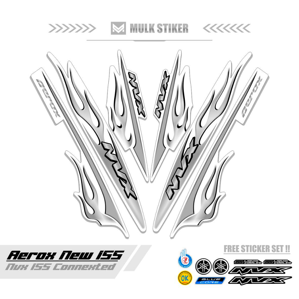 STRIPING AEROX 155 NEW CONNECTED MOTIF 47 / COMBO COLOR / DASAR HITAM / STIKER AEROX 155 CONNECTED /