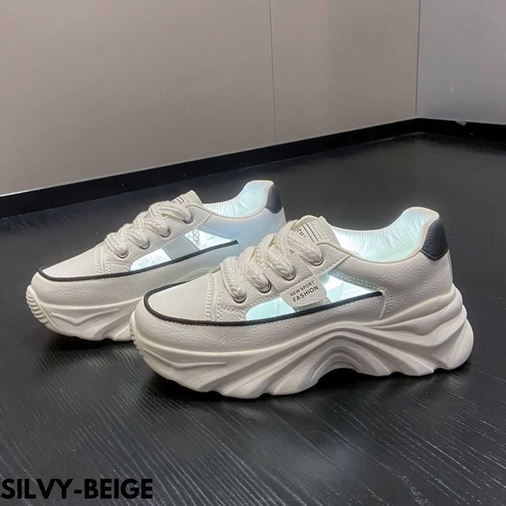FINDME 36-40 SILVY SEPATU SNEAKERS WANITA CANTIK HIGHSOLE CASUAL BREATHABLE BAHAN PU IMPORT