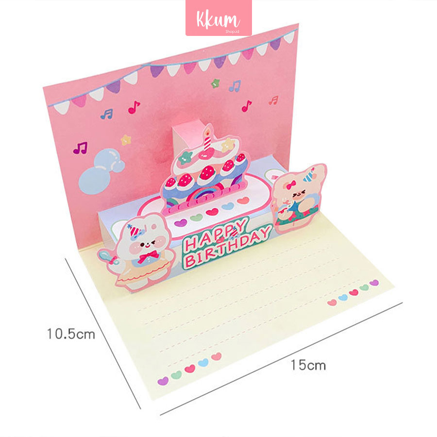 Birthday card pop up 3D cartoon/ Kartu ucapan ulang tahun gift card