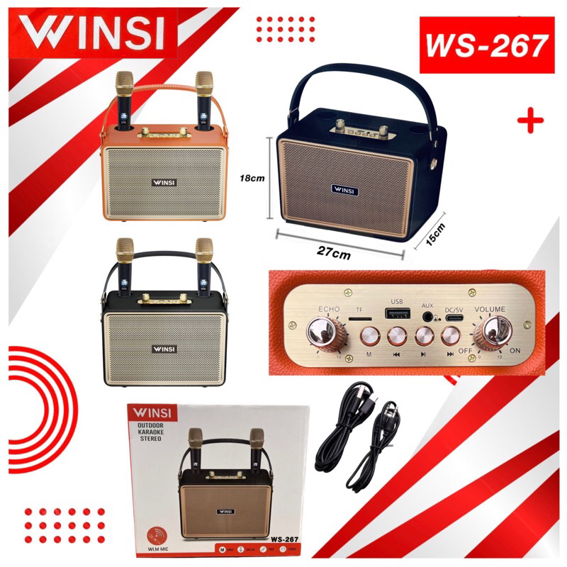 Speaker Bluetooth WINSI WS-267 TWS + 2 Mic TWS267