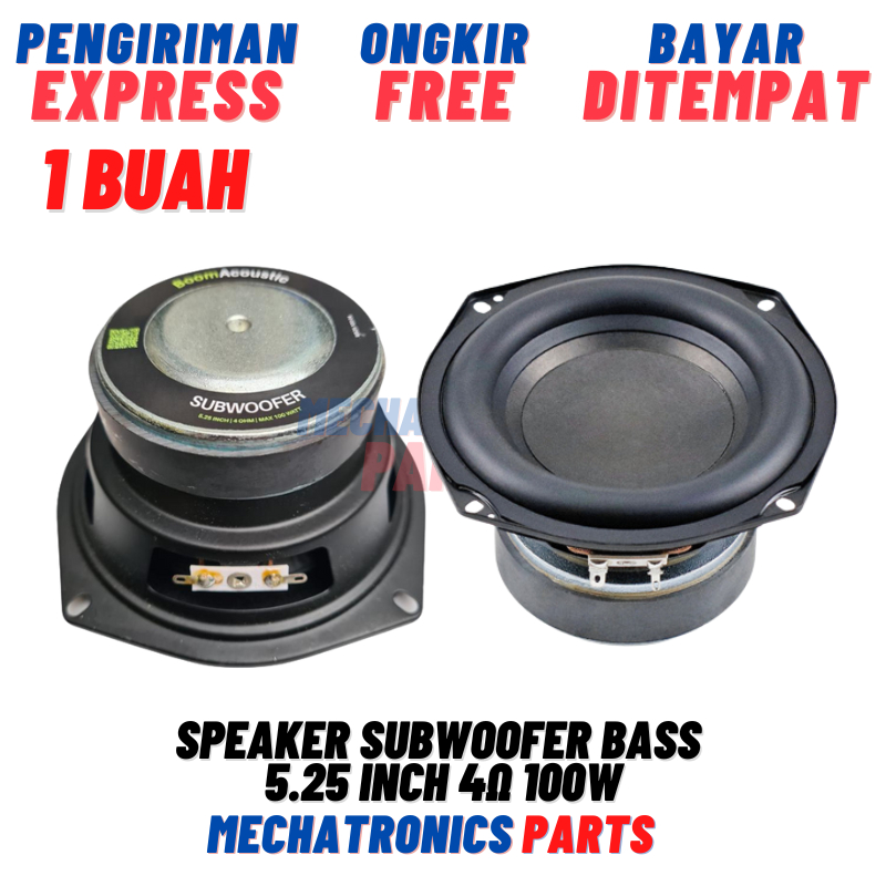 Speaker Subwoofer Bass 5.25 Inch 4Ω 100W 5.25" 4 Ohm 100 Watt HiFi Karet Besar Mobil Car Speaker Aktif