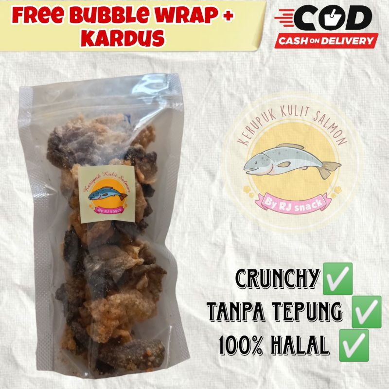 

Snack Keripik Kulit Salmon serba 5K Cemilan Kekinian Enak Crunchy