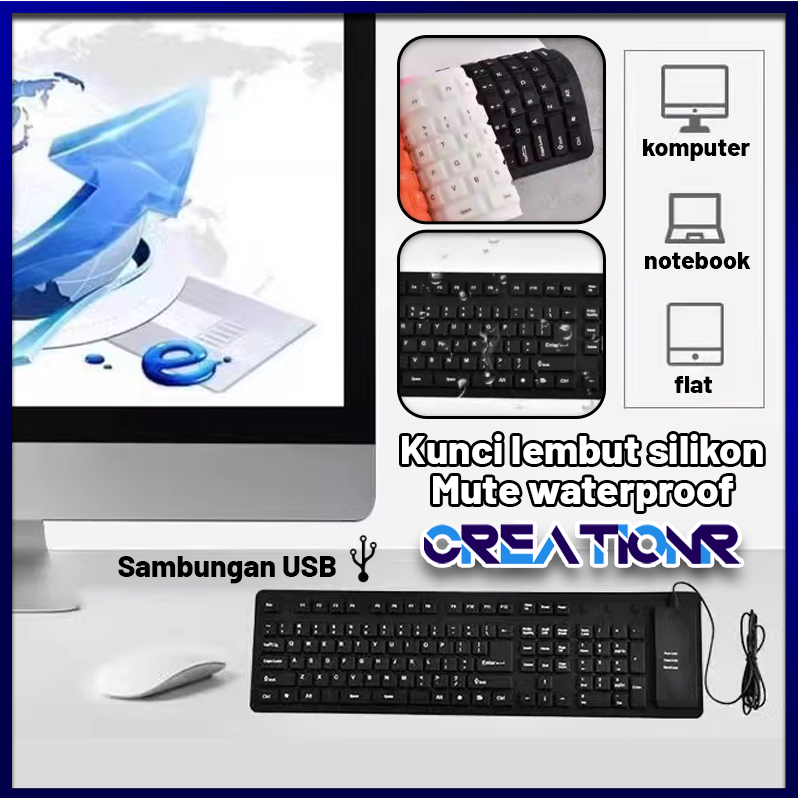 KEYBOARD FLEXIBLE USB / Keyboard Laptop /85-Key Keyboard / Mini Laptop Pc Lipat Keyboard Tahan Air