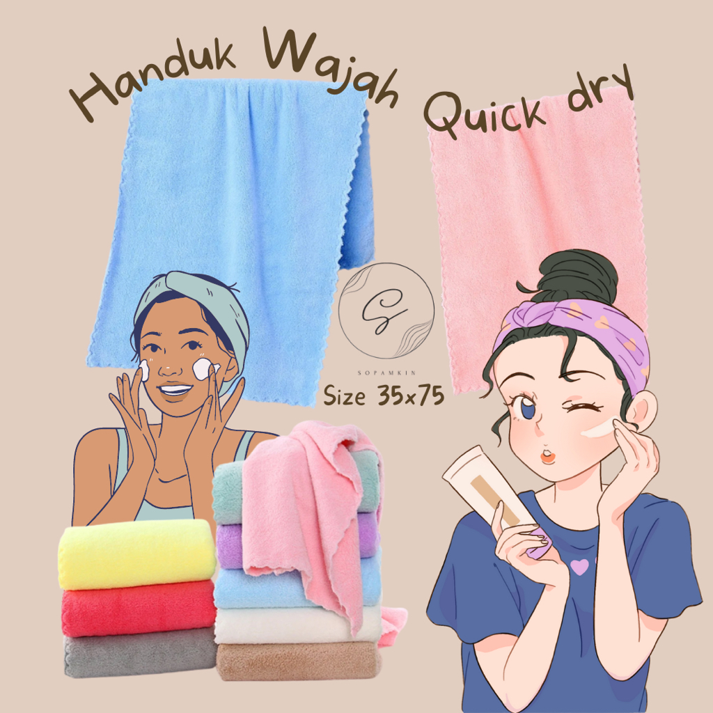 Handuk Wajah / Handuk Olahraga / Handuk Ukuran 35x75 / Handuk Muka Quick Dry Towel Lembut Serap Air