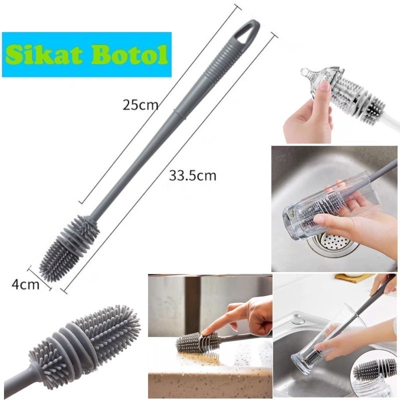 Sikat Botol Silicon Sikat Pembersih Botol Gelas Sikat Gagang Panjang Multifungsi