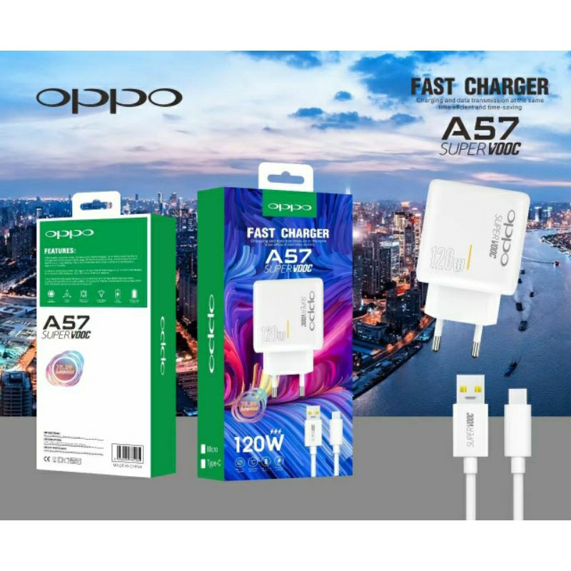 Charger Ori 100% oppo  A57 120W Support FastCharging super Vooc kompatible semua hp smartphone andro