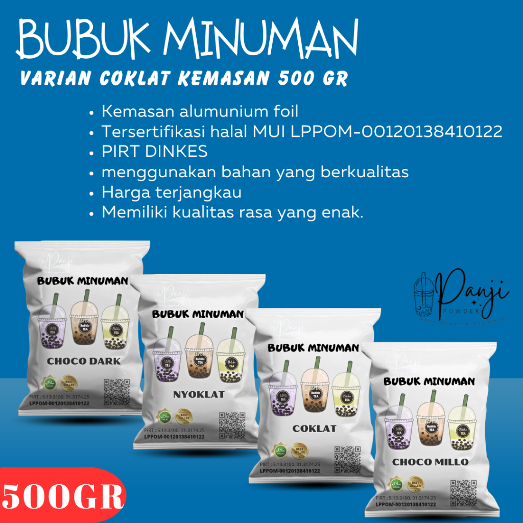 

BUBUK MINUMAN ANEKA RASA COKLAT 500GR SERBUKMINUMAN BOBA SERBUK MINUMAN STICKY MILK MINUMAN PREMIUM