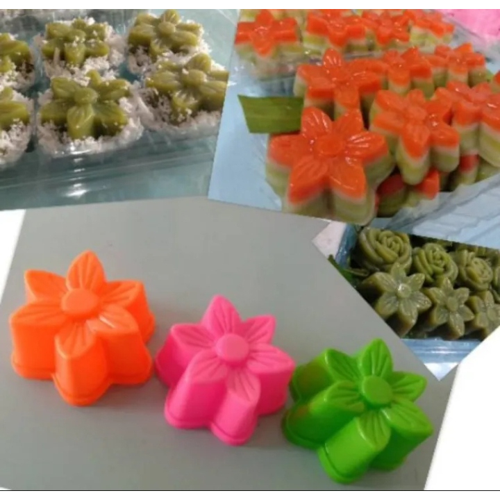 12 Pcs - Cetakan Putu Ayu/Puding Plastik bentuk Bunga Tulip