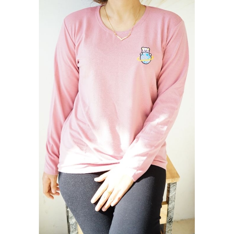 Kaos Lengan Panjang Wanita Bordir