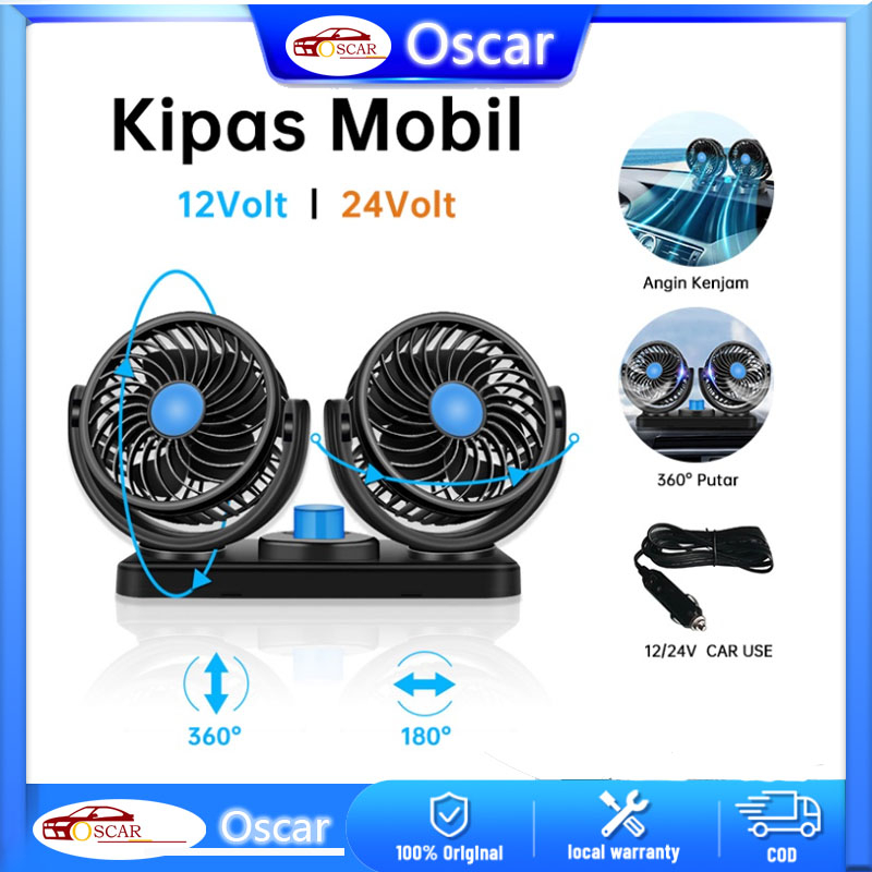 Kipas Angin Mobil Double Fan 12V/24V / Kipas Angin Mobil 12Volt / Kipas Mobil Single Fan 12V/kipas