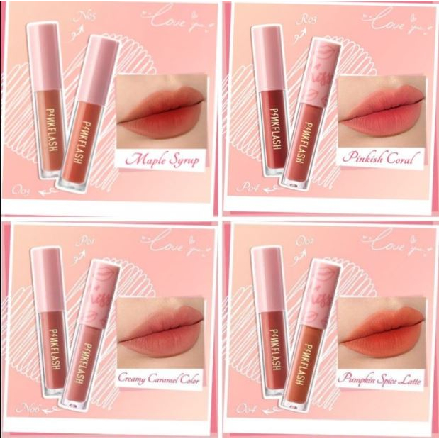 PINKFLASH Lipstick ombre lips Long Lasting Lipstik Cair Moisturising Tahan Lama