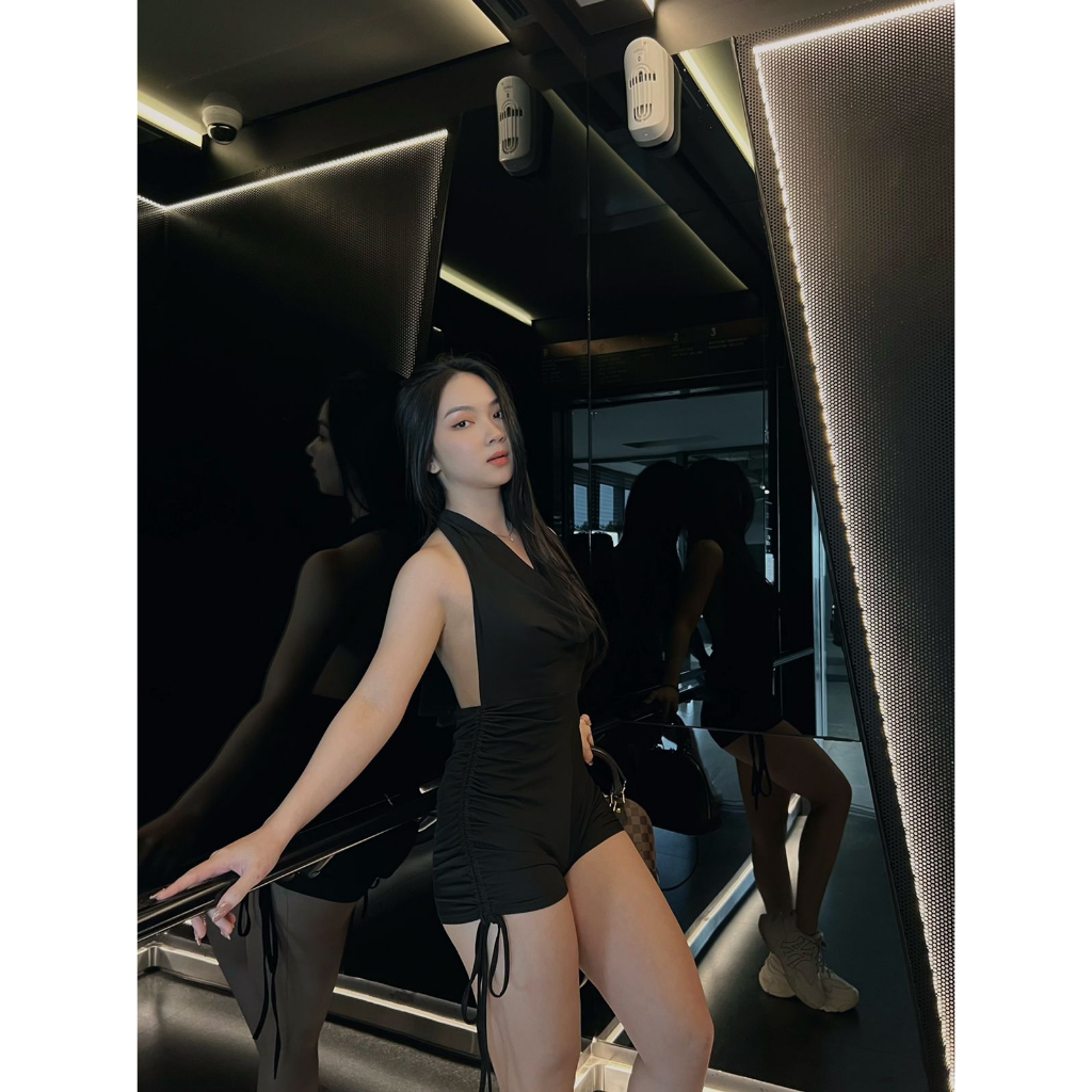 𝐑𝐄𝐀𝐃𝐘 𝐒𝐓𝐎𝐂𝐊 𝐒𝐀𝐅 - ANGELIN black jumpsuit woman premium / casual playsuit / korean summer set / beach