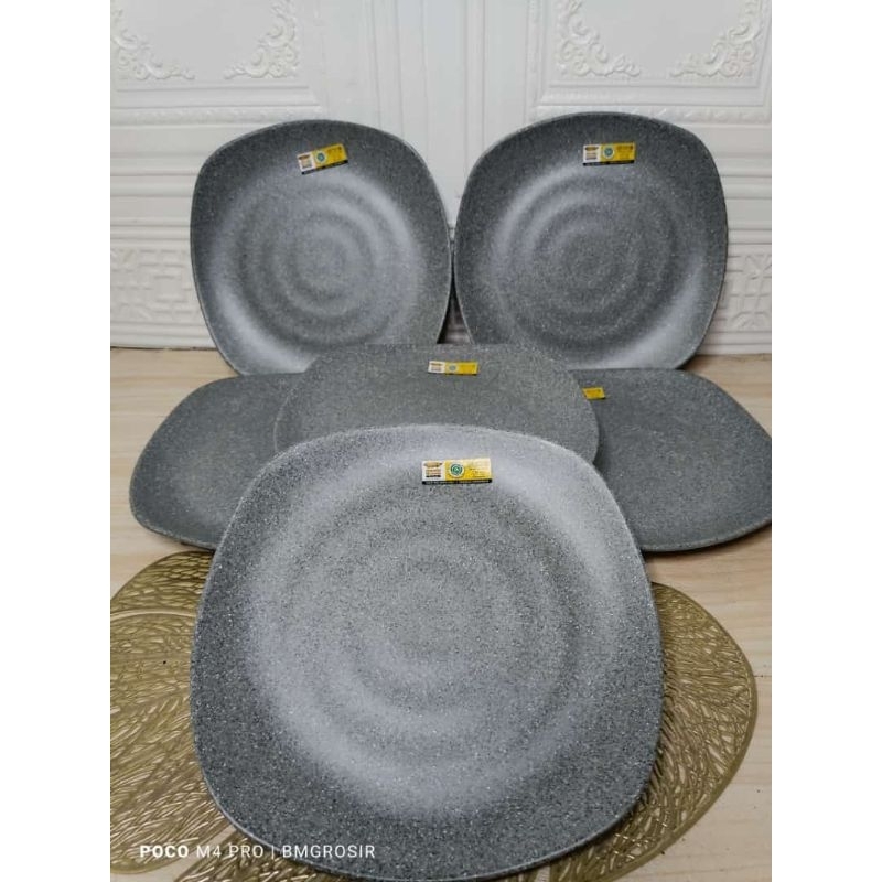 Piring petak melamin Korea Stone 8 inch p2308a