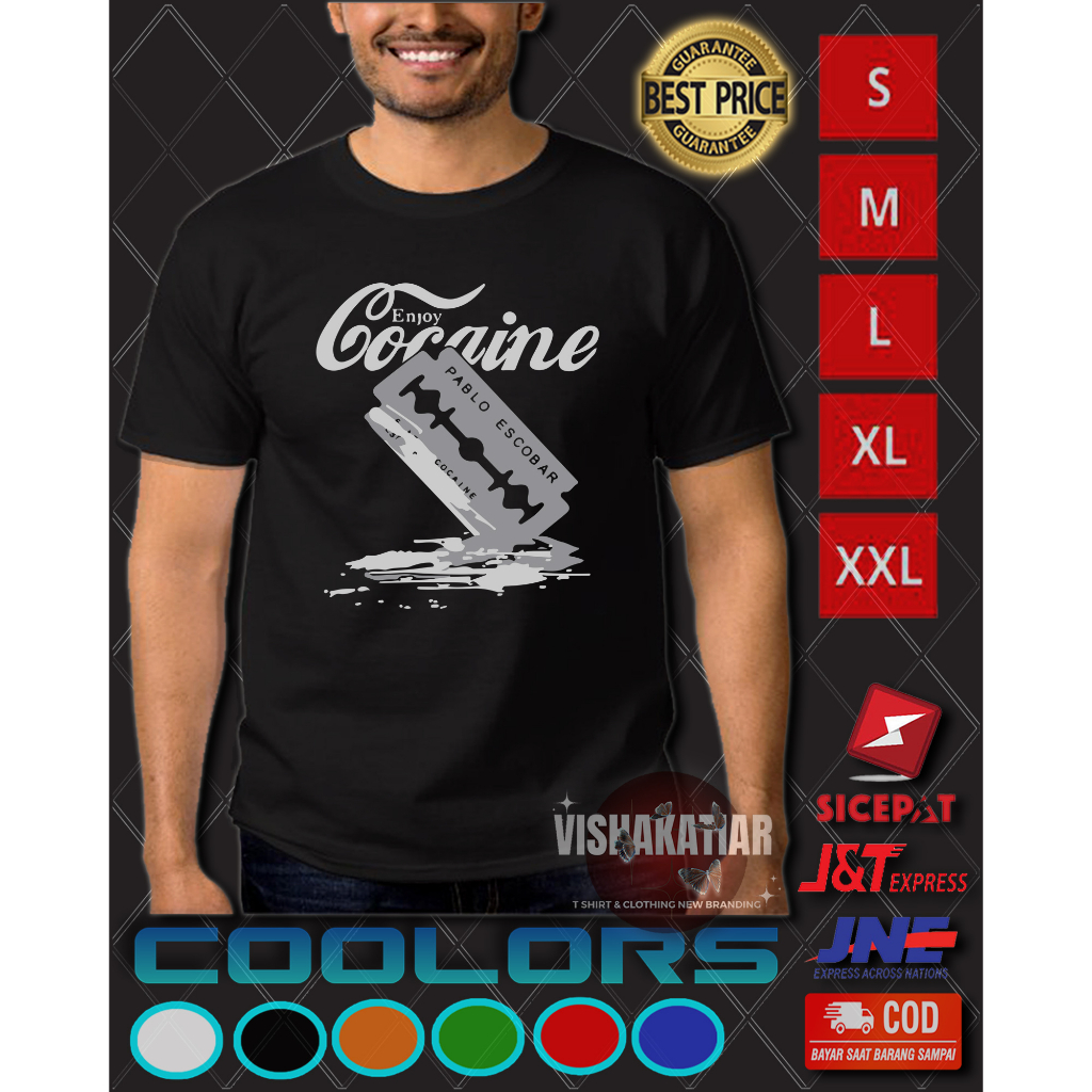 Enjoy Cocaine Razor Blade Kaos Lucu