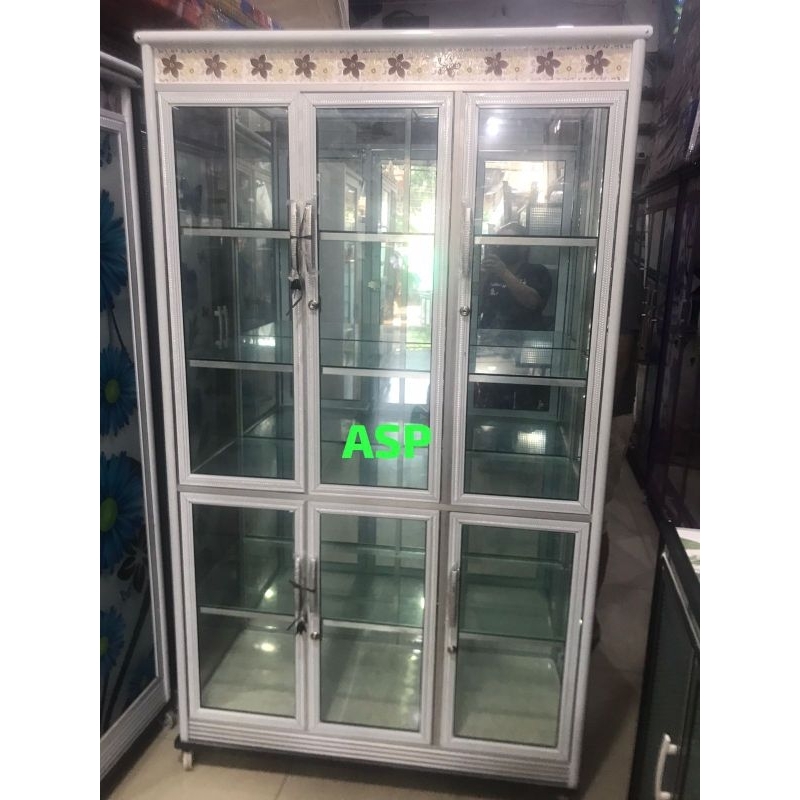 LEMARI HIAS 3 PINTU SIMPLE (kaca 5mm)