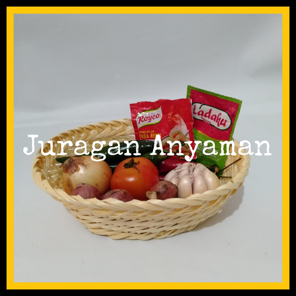 

Anyaman Bambu Oval / Kemasan Souvenir Natal Idul Fitri Idul Adha Imlek Bambu / Wadah Buah / Keranjang Bumbu Dapur