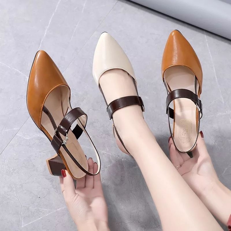 Sepatu Wanita Korean Slingback Strap Terbaru Heels Jnt 01 | Sandal Heels 5 cm