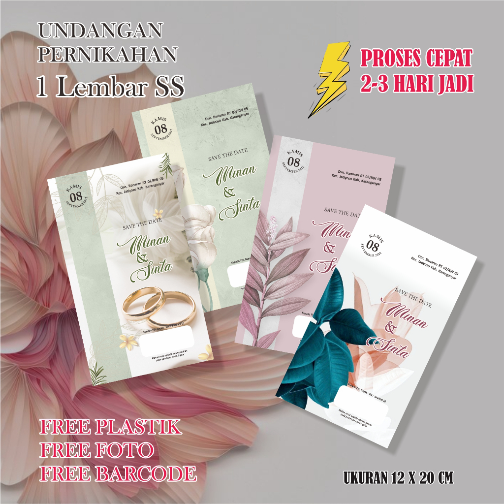Undangan Pernikahan 1 Lembar SS