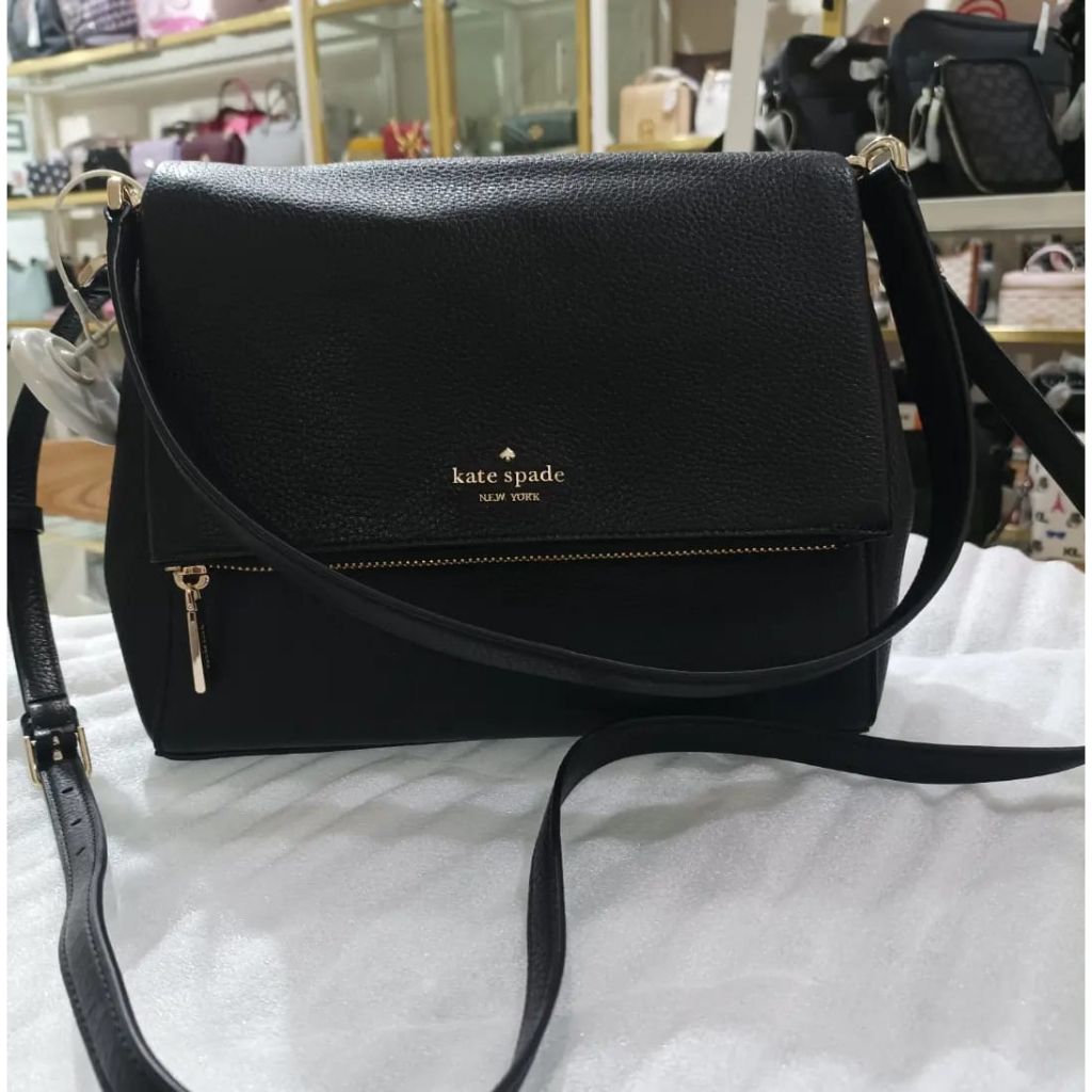 KS Leila medium flap shb pebbled leather Black K6029