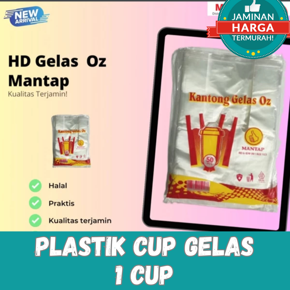 Plastik Cup Gelas 50 Lembar HD 1 Cup 2 Cup / Kantong Plastik Gelas Cup Plastik Oz 1Cup 2Cup