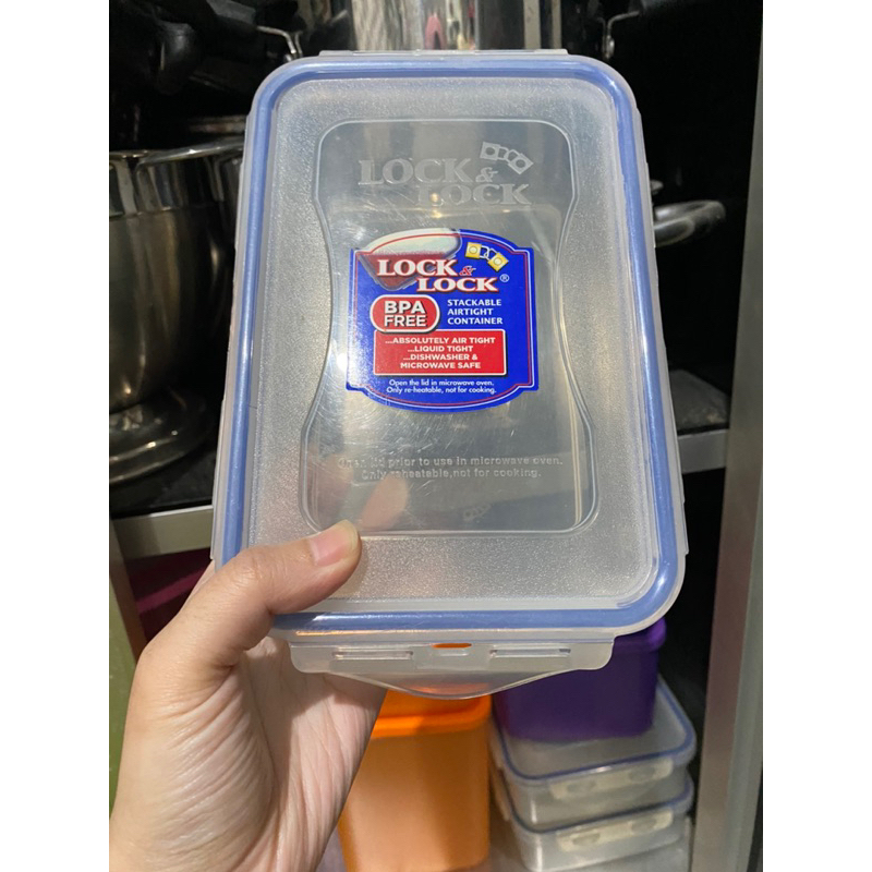 Preloved Locknlock Original Asli Tempat Makan Box 850 ml Persegi Lock Putih Anti Bau Makanan Dapur