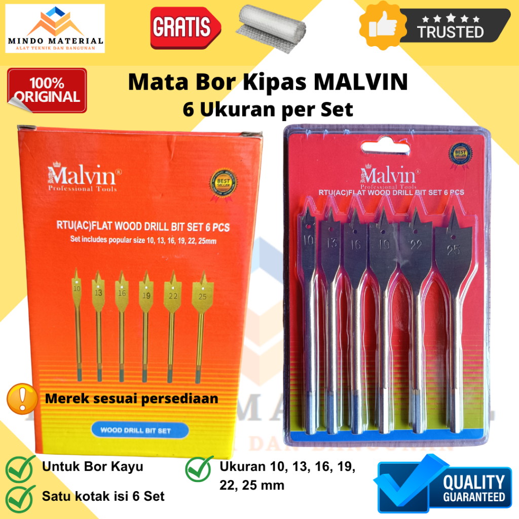 Mata Bor Kayu Kipas Set 6 Pcs