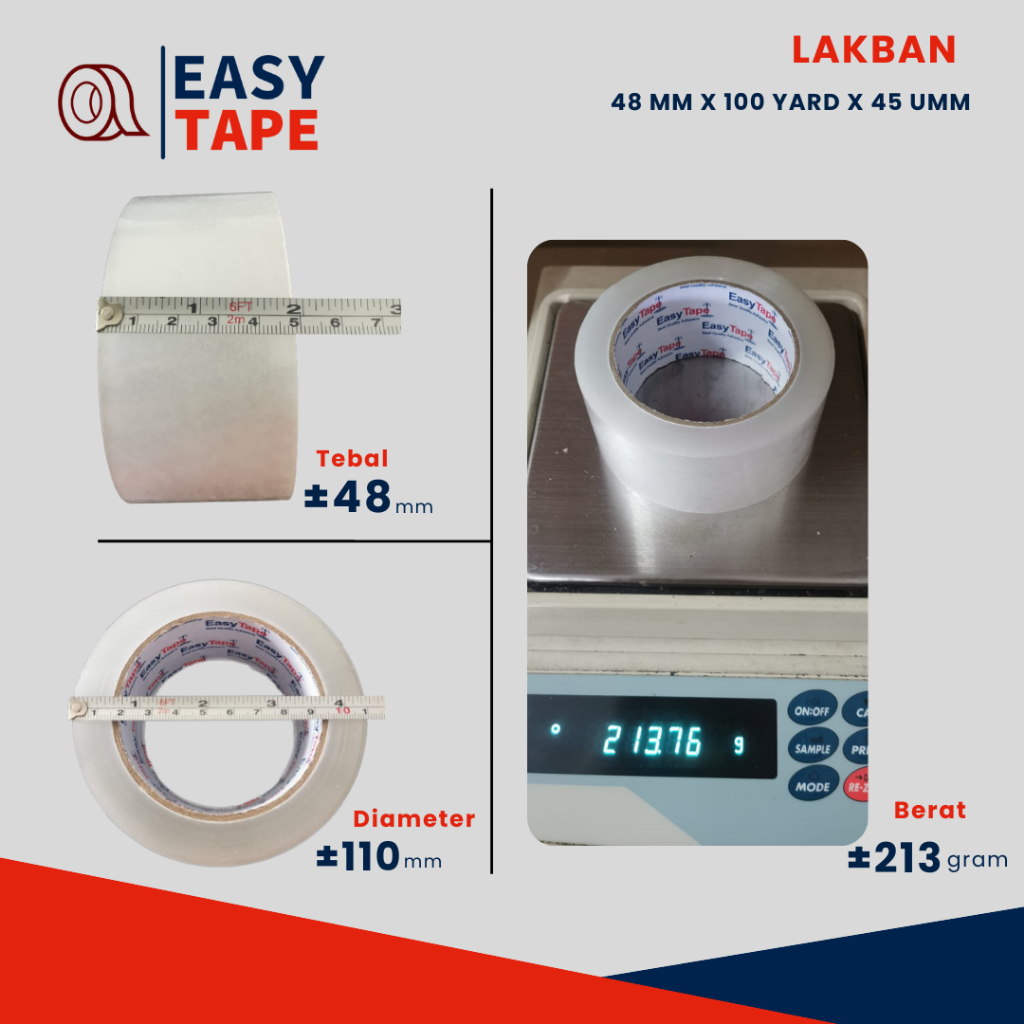 

Lakban bening 48 mm 100 yard FULL Easy Tape