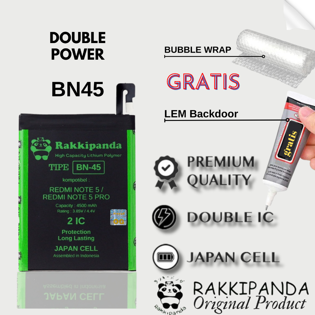Baterai BN45 untuk Xiaomi Redmi Note 5 Note 5 Pro Double Power Double IC Rakkipanda ORIGINAL Dan Mer