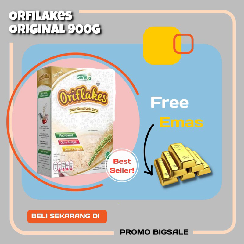 

ORIFLAKES SEREAL UMBI GARUT GULA KELAPA 900g DIET DIABETES PATI GARUT ASAM LAMBUNG/GERD/MAGH 900gram