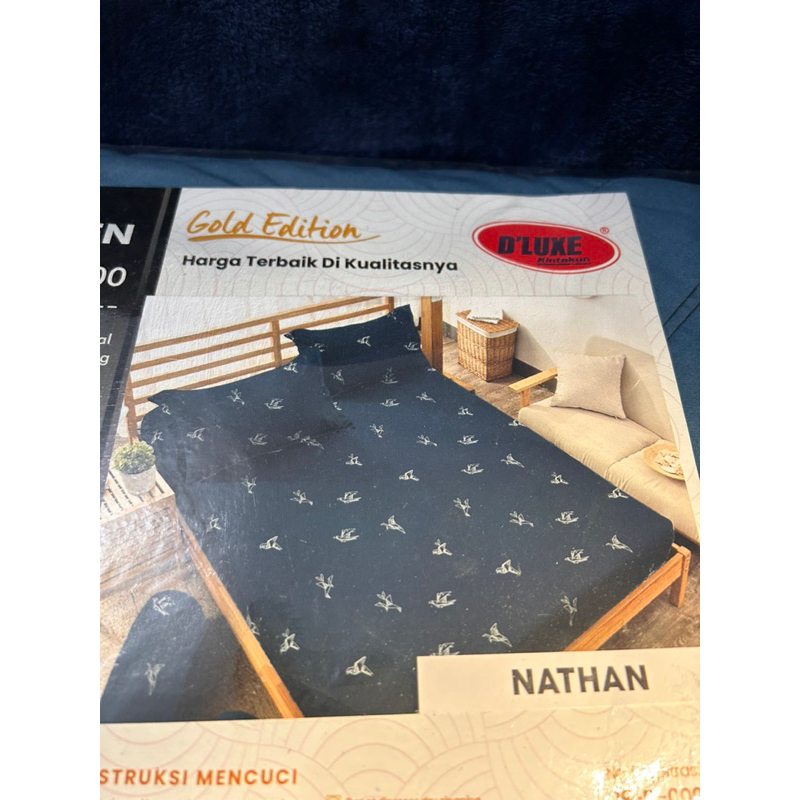 kintakun sprei dan comforter / bedcover 160 x 200 tinggi 30cm queen size gold edition dluxe microfib