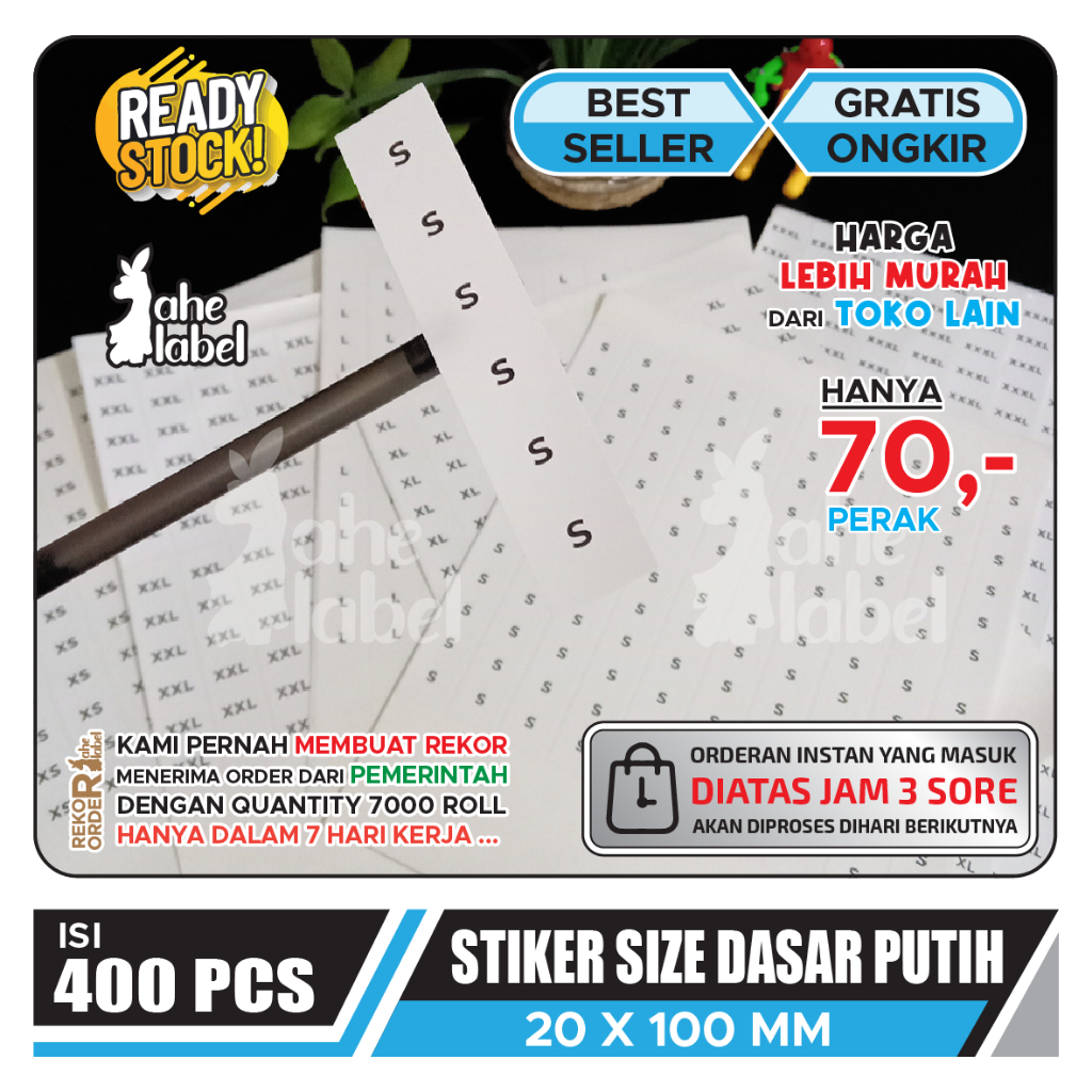 

STICKER SIZE DASAR PUTIH PANAJNG UKURAN XS-XXXL