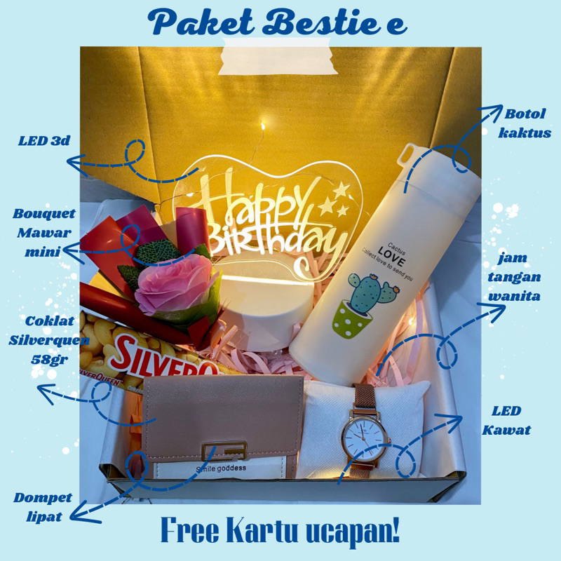 Moonmarket Kado Ulang Tahun Cewek Paket Bestie Hadiah Pasangan Kado Jam Tangan Wanita Kado Ulang