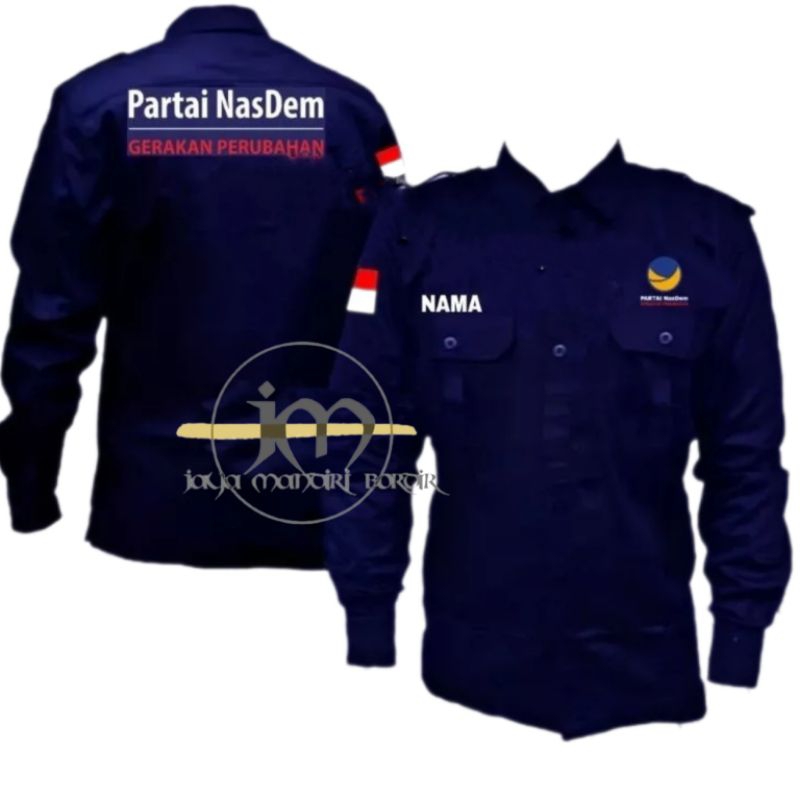 KEMEJA PARTAI NASDEM BORDIR || SERAGAM PARTAI NASDEM BORDIR || BAJU PARTAI NASDEM BORDIR