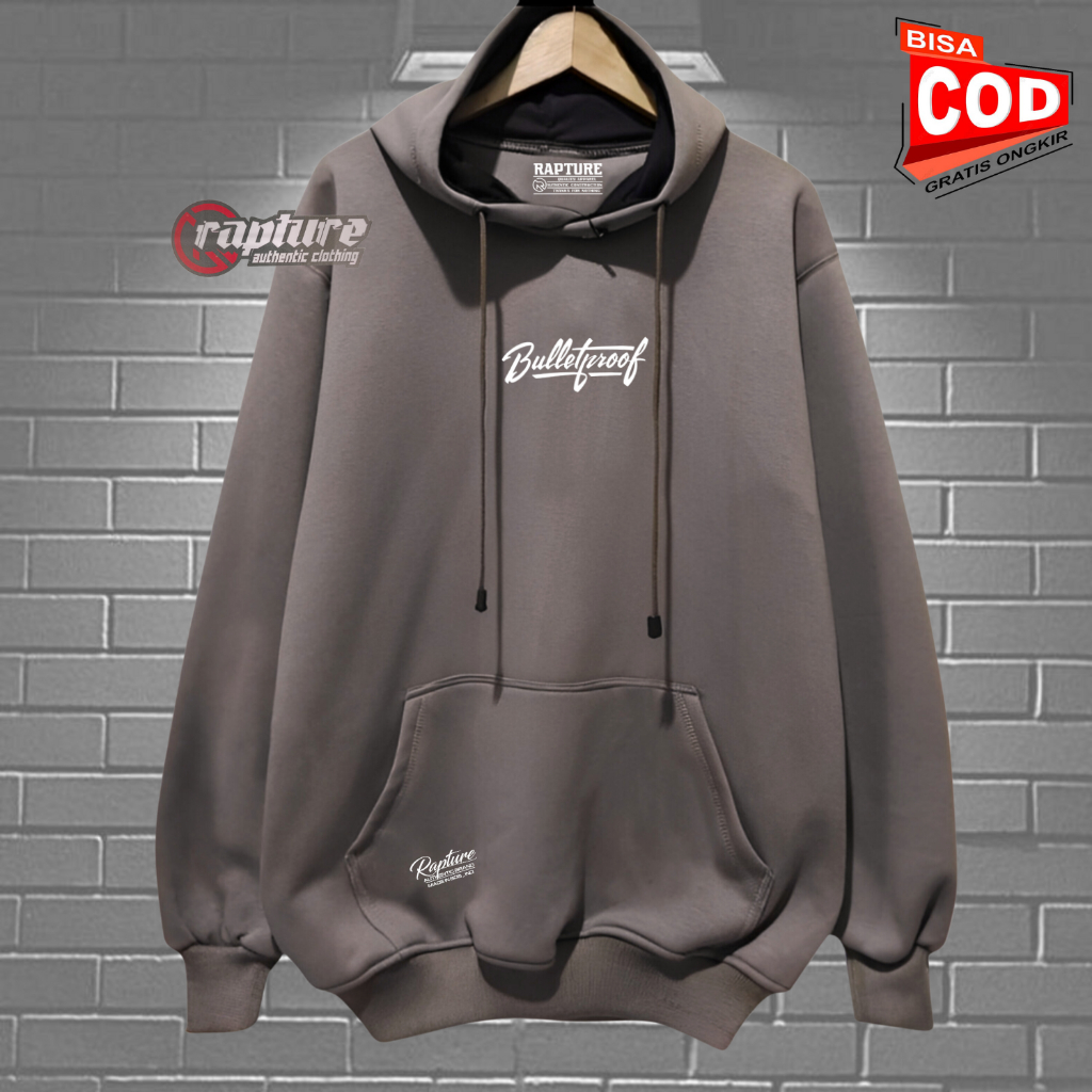 Hoodie Cowok Distro Oversize Warna Charcoal List BulletProof Sweater Hodie Pria Terbaru 2023 Brand L