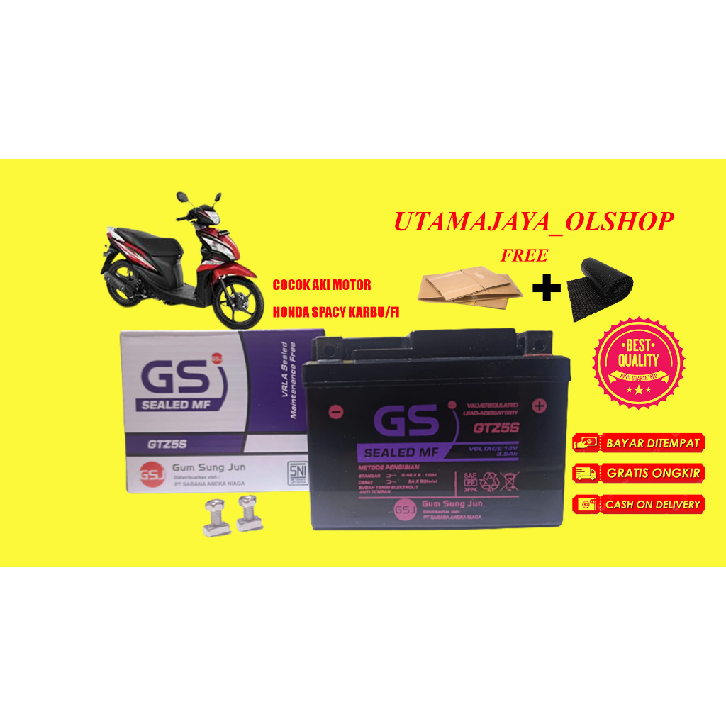 Aki Motor Honda SPACY KARBU  Beat KARBU DAN BEAT FI VARIO 110 CC GS GTZ5 Accu Kering MF