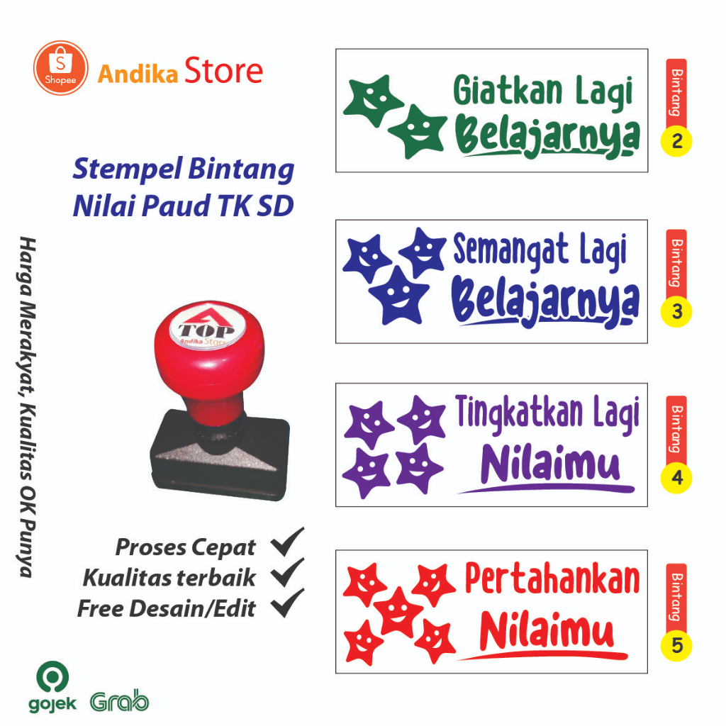 

Stempel Nilai Guru / Penilaian / Koreksi / Checked bebas warna