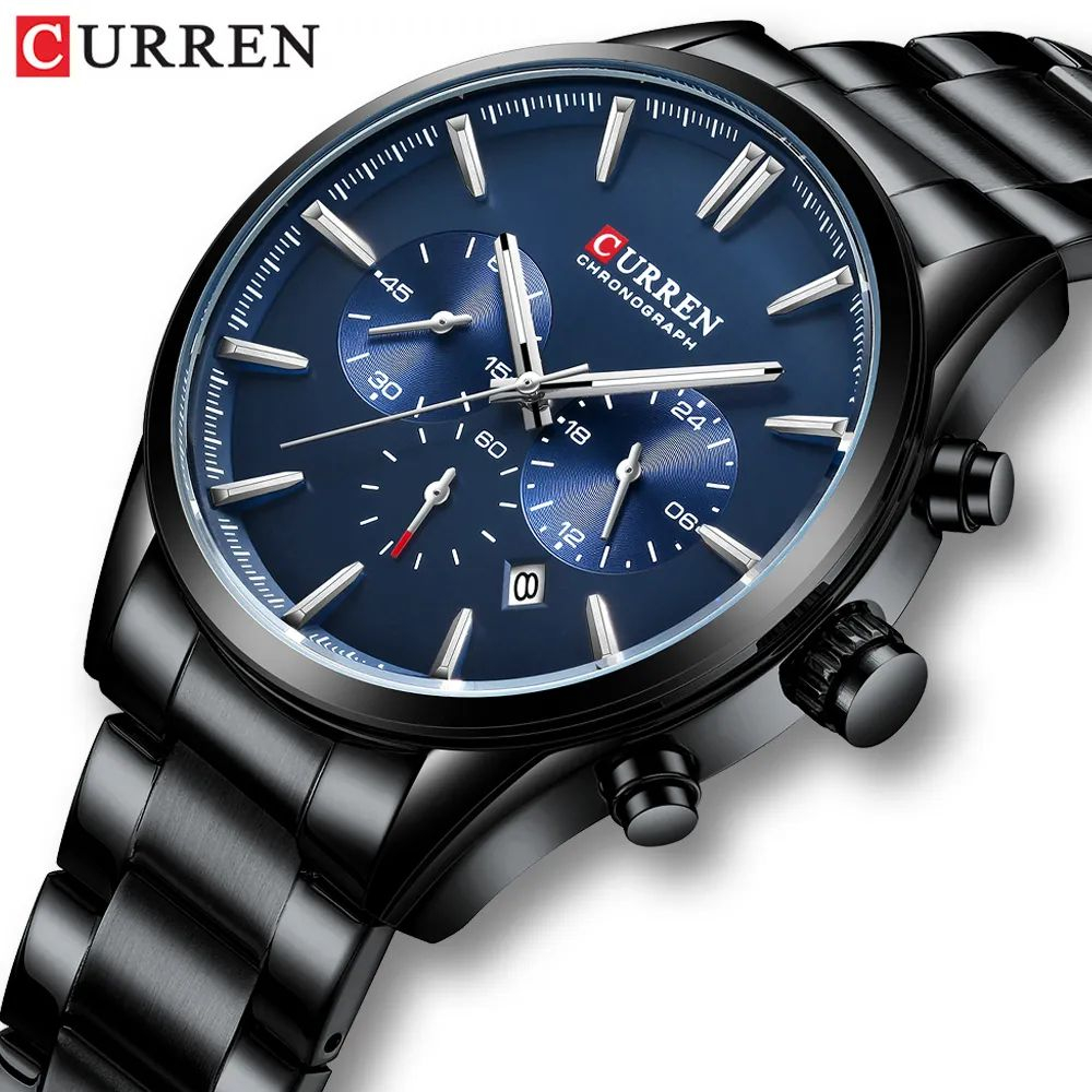CURREN 8446 Jam Tangan Pria Analog Stainless Steel Chronograph Aktif Luminous Hand CURRENOS
