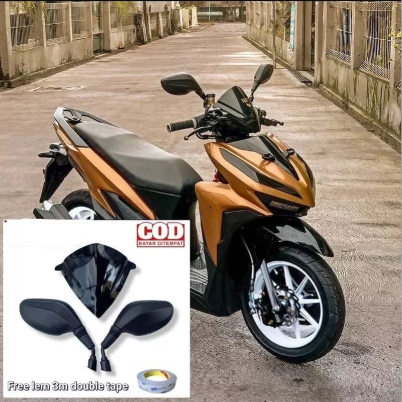 paket honda variasi spion click polos plus visor vario 125 new 150 new led pnp plus lem 3m dll