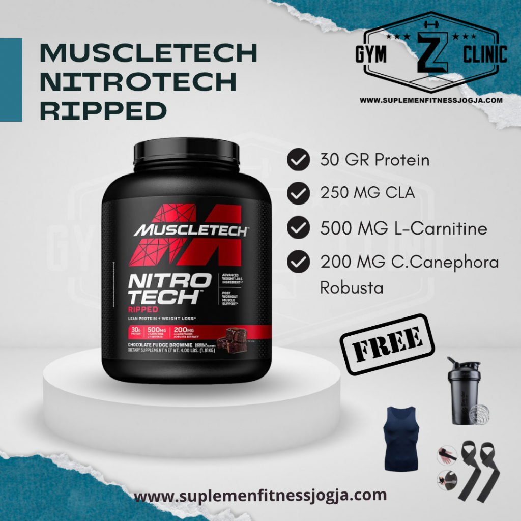 NITROTECH RIPPED 4 LBS MUSCLE TECH WHEY PROTEIN NITRO TECH CARNITINE