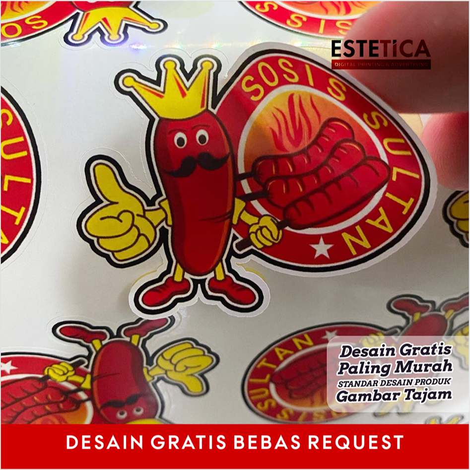 

Cetak print sticker stiker label chromo bontak glosy mengkilat minuman toples botol makanan kaca Logo Usaha snack camilan desain custom