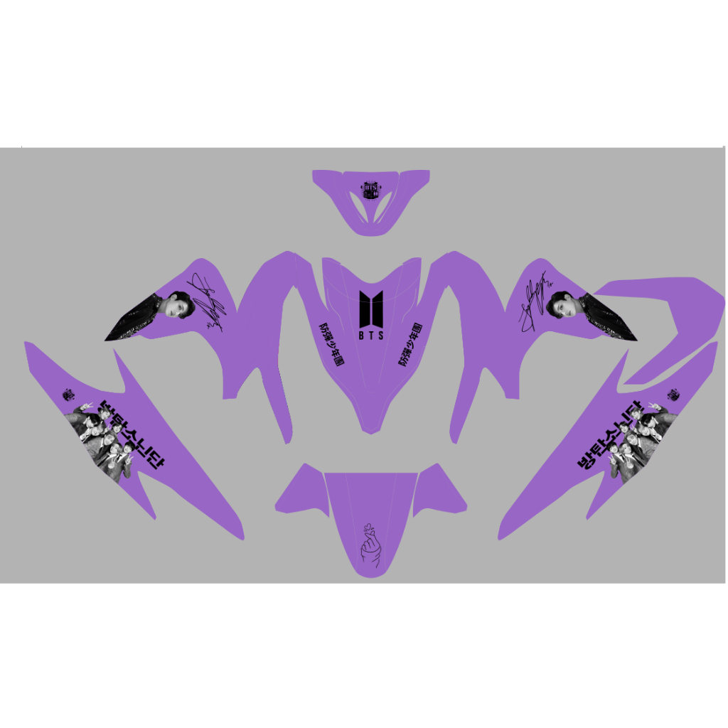 decal full body stiker keren vario 125 2019 motif jungkok bts ungu dan hello kity