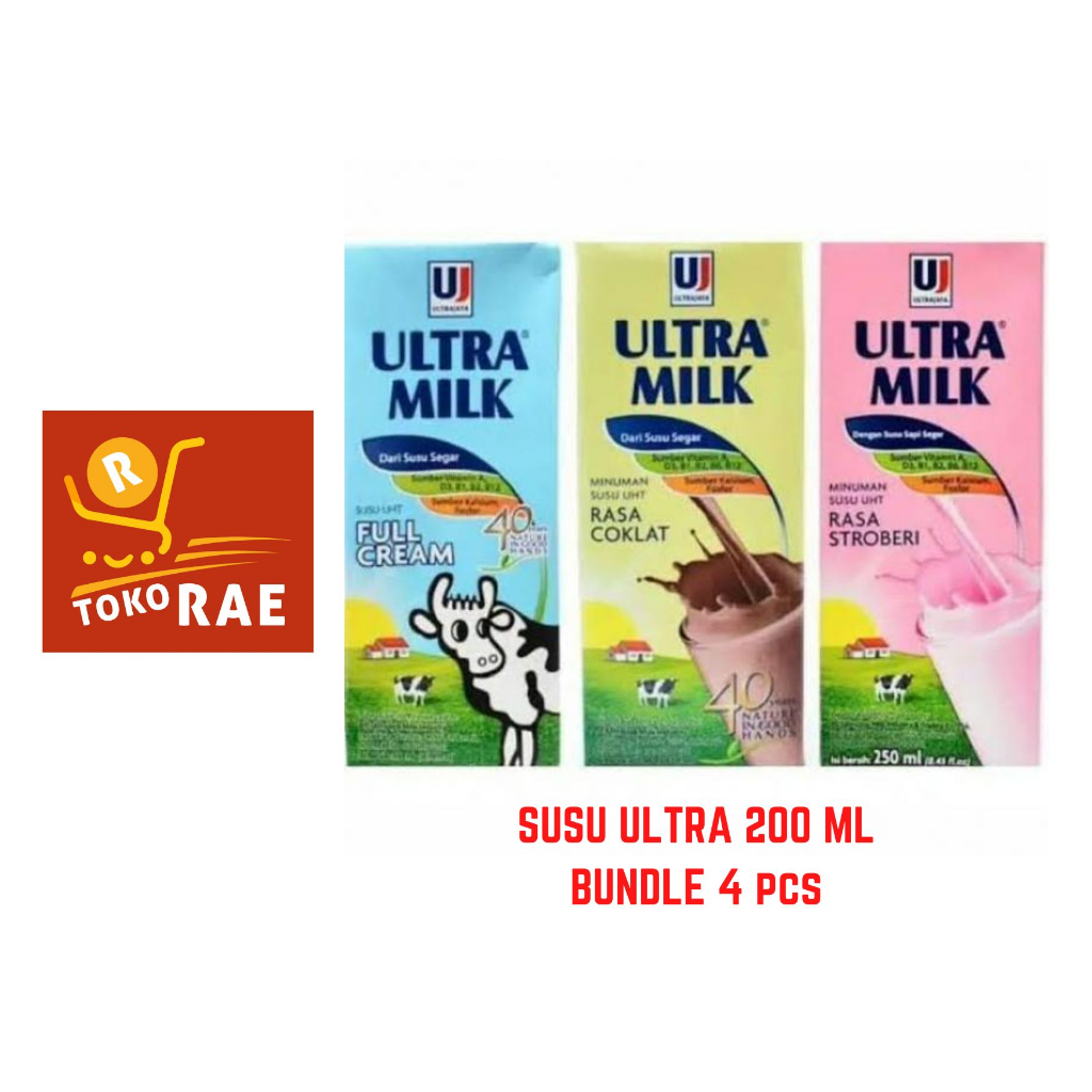 

Susu Ultra 200ML bundle 4 / Rasa coklat / strawberry / fullcream